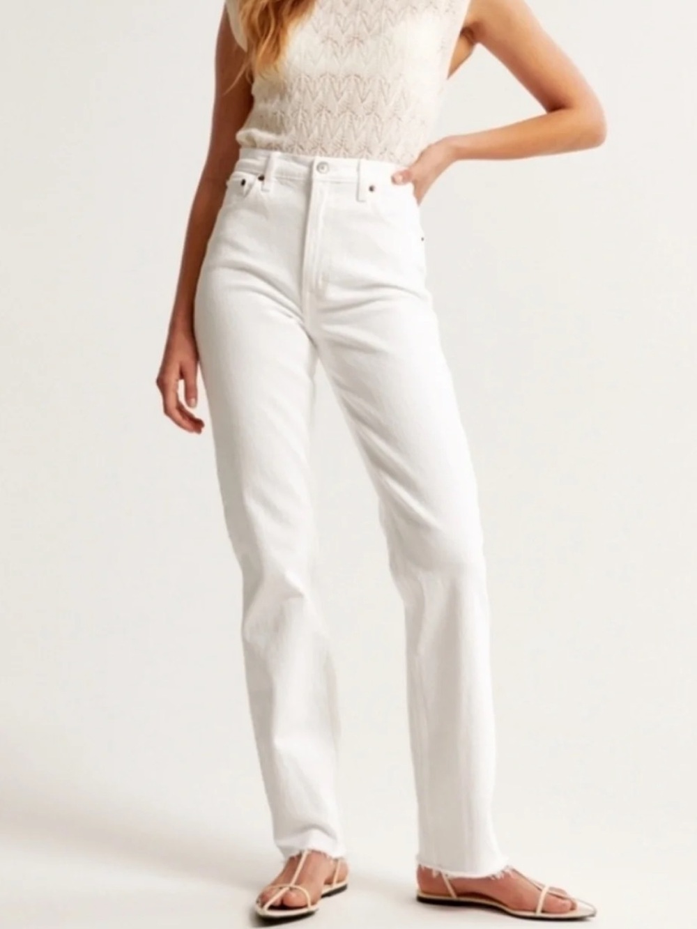 Abercrombie Curve Love Ultra High Rise 90s Straight Jean White 33 / 16 Reg